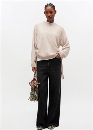 Future wool mix oversized o-neck strik Sand K2633 Ganni
